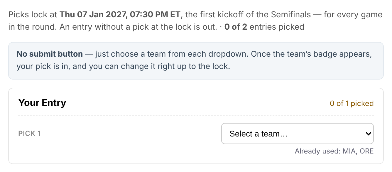 My Picks in the demo league