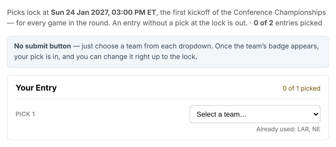 My Picks in the demo league